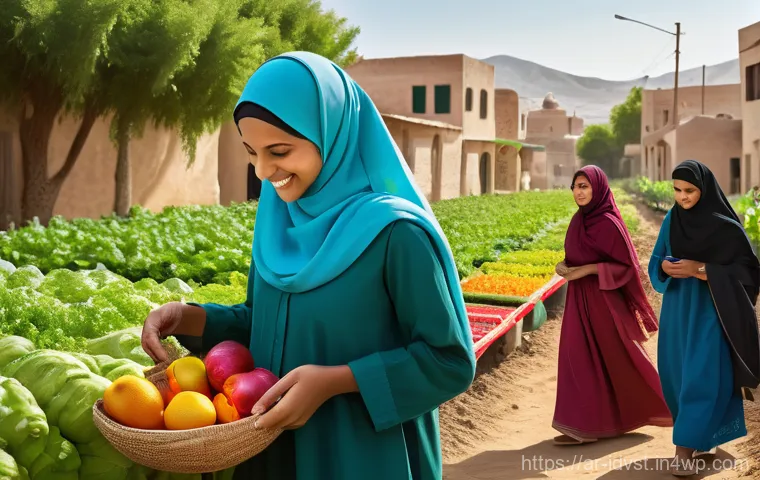 임팩트 투자와 사회적 가치 창출 - **Prompt:** A vibrant, sun-drenched scene depicting empowered Arab women in modest, traditional atti...