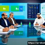 임팩트 투자에 대한 대중 인식 변화 - A vibrant Middle Eastern urban scene showcasing a diverse group of Arab investors and entrepreneurs ...