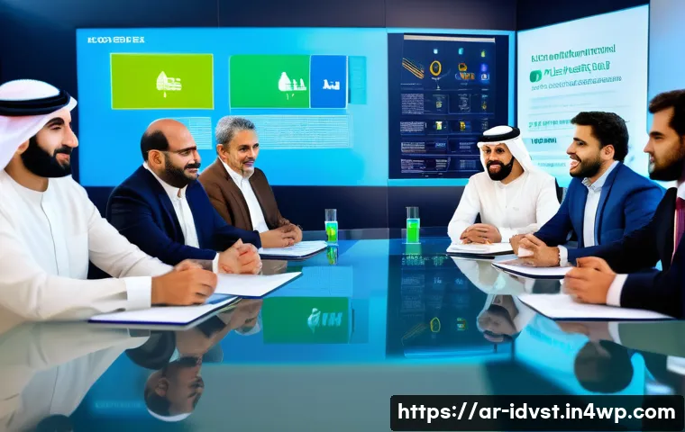 임팩트 투자에 대한 대중 인식 변화 - A vibrant Middle Eastern urban scene showcasing a diverse group of Arab investors and entrepreneurs ...